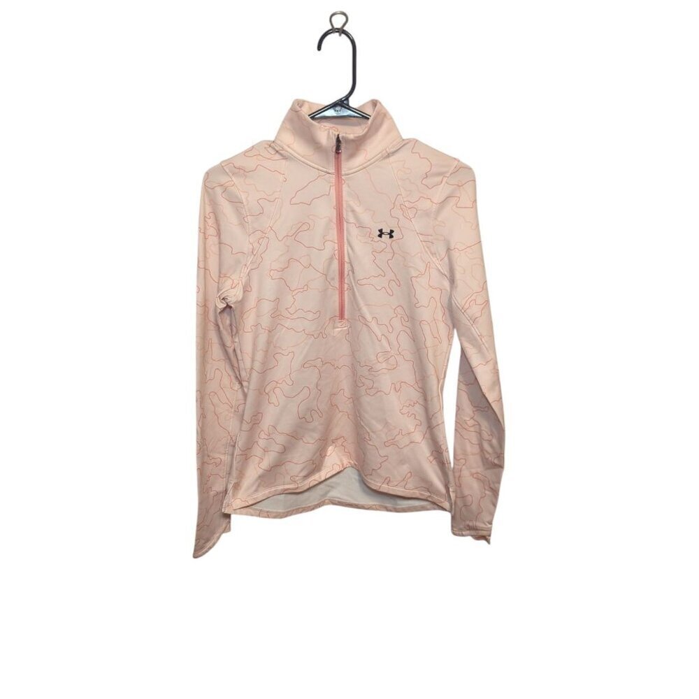 UNDER ARMOUR COLDGEAR Ivory Swirl 1/2 Zip Long Sleeve Women's Top Size Small